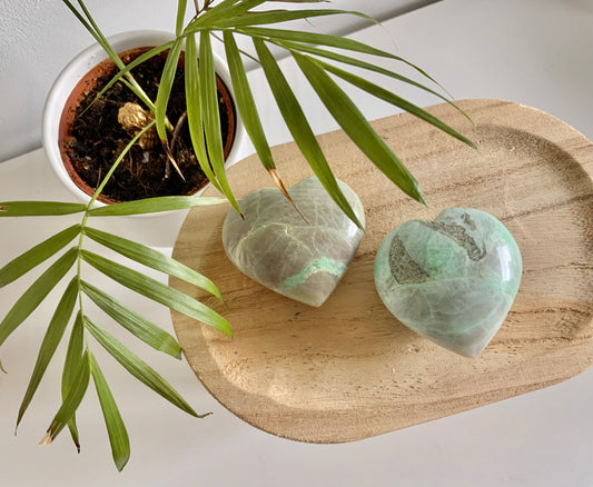 Green moonstone heart